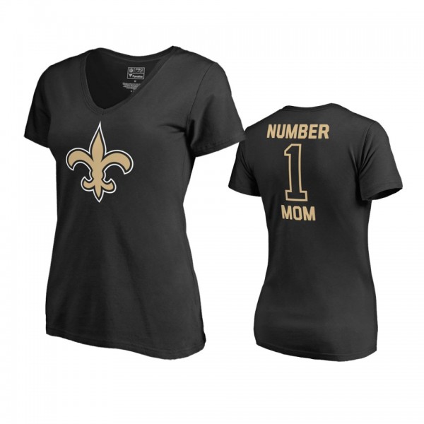 New Orleans Saints Black Mother's Day #1 Mom T-Shi...