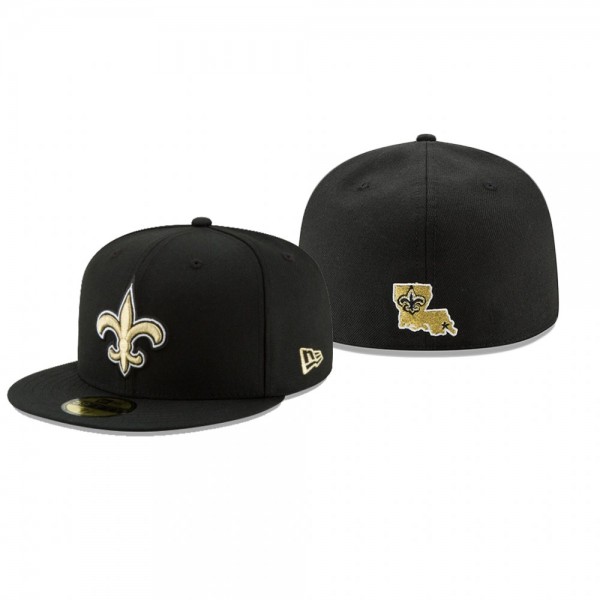 New Orleans Saints Black Omaha 59FIFTY Fitted Hat
