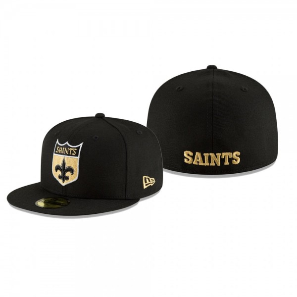New Orleans Saints Black Omaha Throwback 59FIFTY Fitted Hat