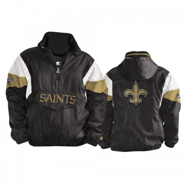 New Orleans Saints Black Vegas Gold 100th Season Thursday Night Lights Quarter-Zip Breakaway Jacket