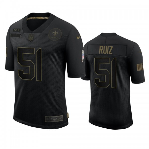 New Orleans Saints Cesar Ruiz Black 2020 Salute to Service Limited Jersey