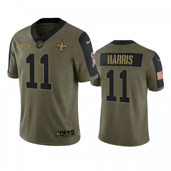 New Orleans Saints Deonte Harris Olive 2021 Salute To Service Limited Jersey