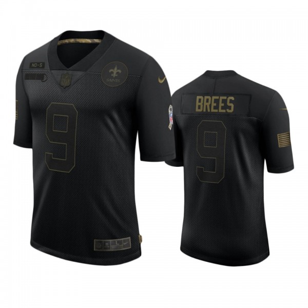 New Orleans Saints Drew Brees Black 2020 Salute to...