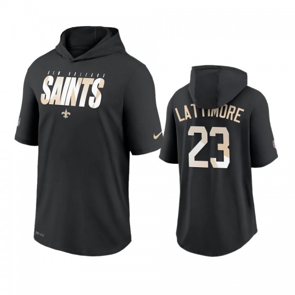 New Orleans Saints Marshon Lattimore Black Sideline Playbook Hoodie Performance T-Shirt