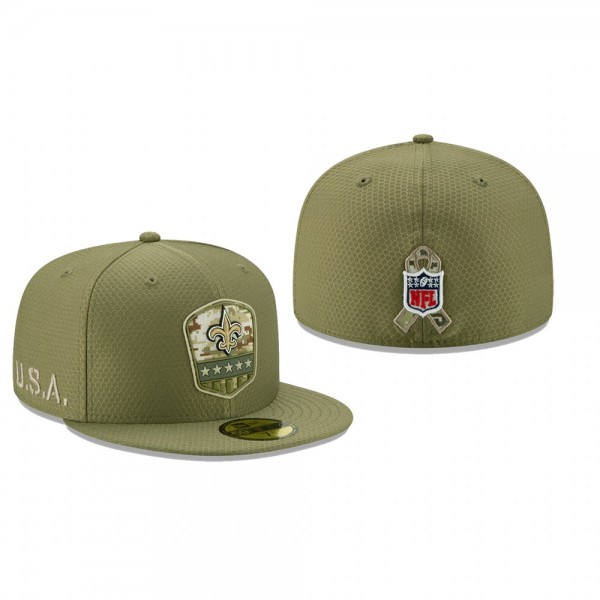 New Orleans Saints Olive 2019 Salute to Service Sideline 59FIFTY Fitted Hat