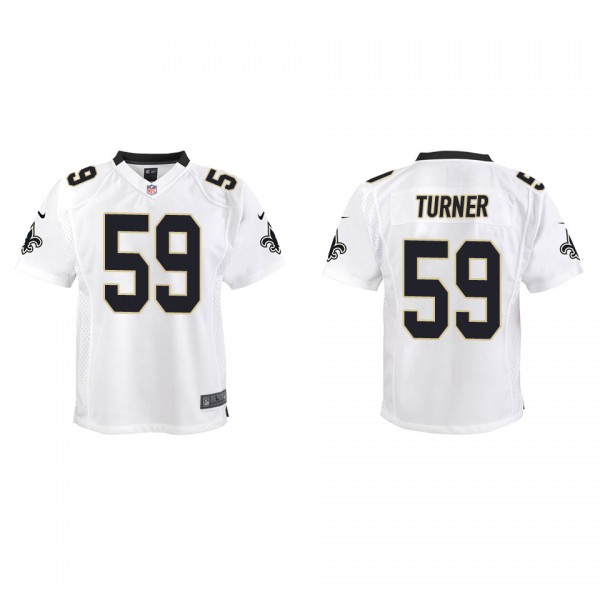 Youth New Orleans Saints Trai Turner White Game Je...