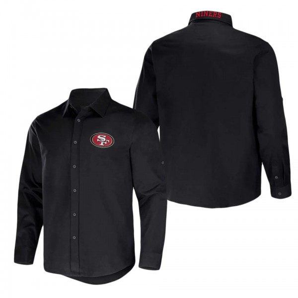 Men's San Francisco 49ers NFL x Darius Rucker Collection by Fanatics Black Convertible Twill Long Sleeve Button-Up Shirt