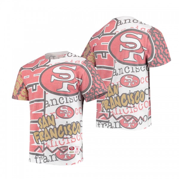 San Francisco 49ers Mitchell & Ness White Jumbotron 2.0 Sublimated T-Shirt