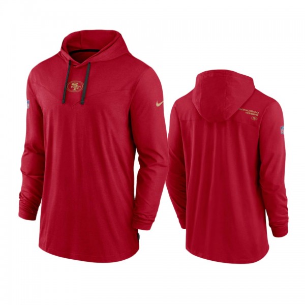 Men's San Francisco 49ers Scarlet Hoodie Tri-Blend Sideline Performance T-Shirt