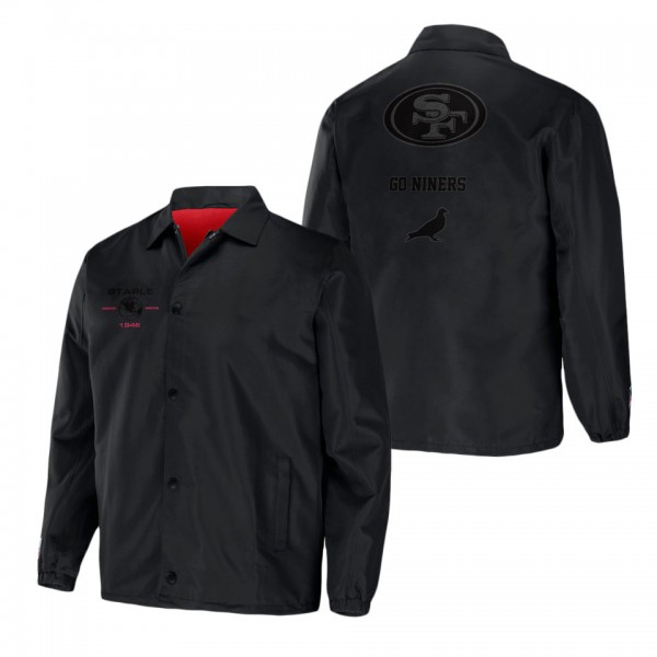 Men's San Francisco 49ers NFL x Staple Black Coaches Full-Snap Jacket