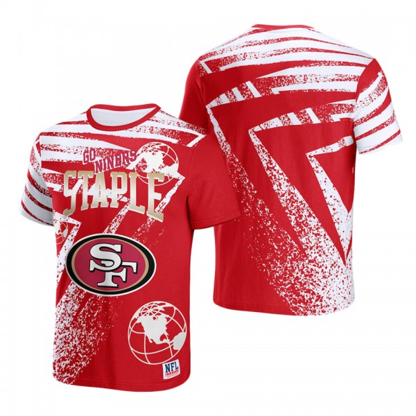 Men's San Francisco 49ers NFL x Staple Red All Over Print T-Shirt