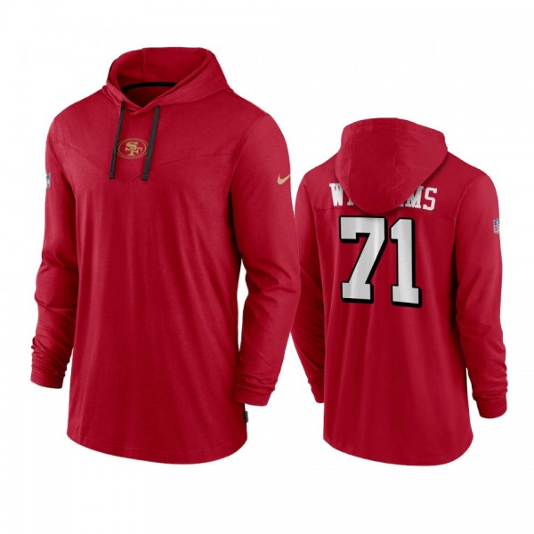 Men's San Francisco 49ers Trent Williams Scarlet Hoodie Tri-Blend Sideline Performance T-Shirt