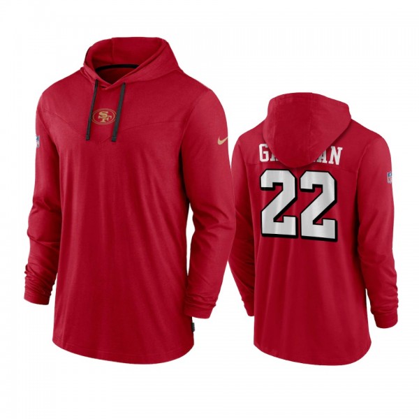 Men's San Francisco 49ers Wayne Gallman Scarlet Hoodie Tri-Blend Sideline Performance T-Shirt