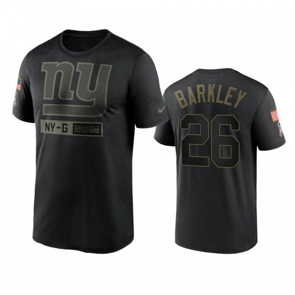 New York Giants Saquon Barkley Black 2020 Salute To Service Team Logo Performance T-shirt