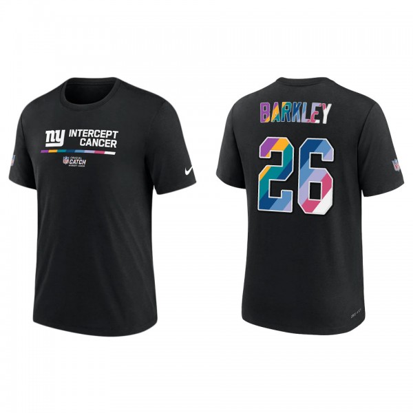 Saquon Barkley New York Giants Black 2022 NFL Crucial Catch Performance T-Shirt