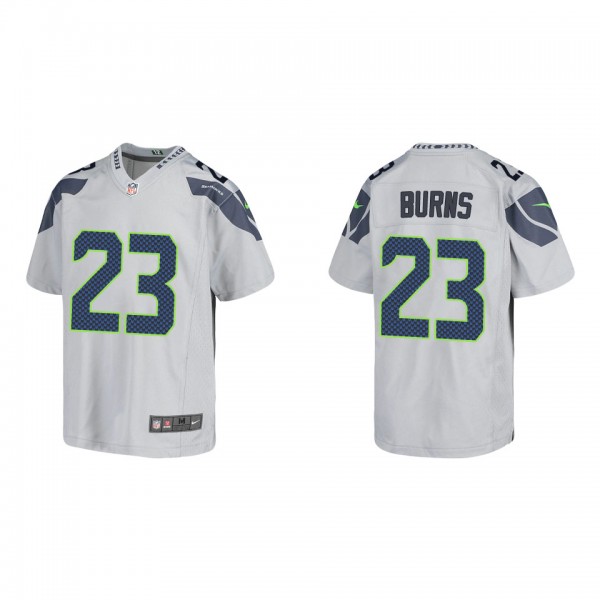 Youth Seattle Seahawks Artie Burns Gray Game Jerse...