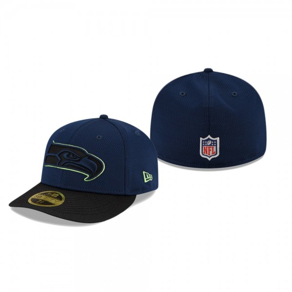 Seattle Seahawks College Navy Black 2021 NFL Sideline Road Low Profile 59FIFTY Hat