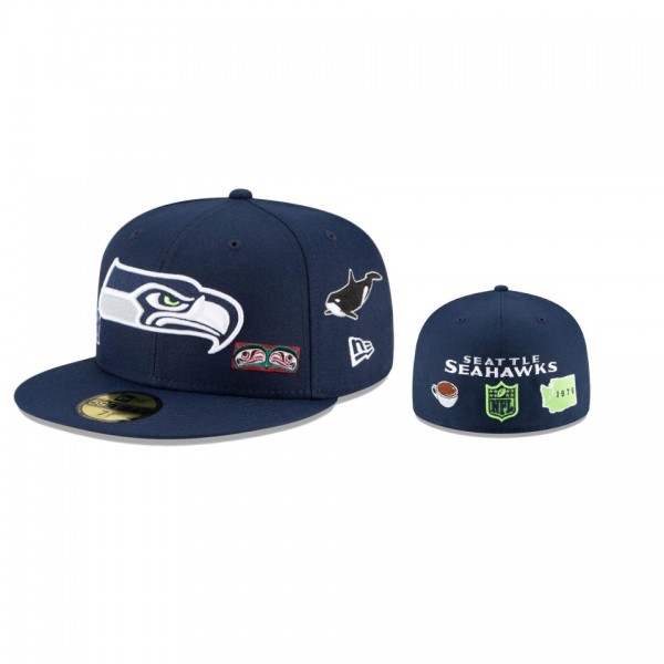 Seattle Seahawks College Navy Local 59FIFTY Fitted Hat