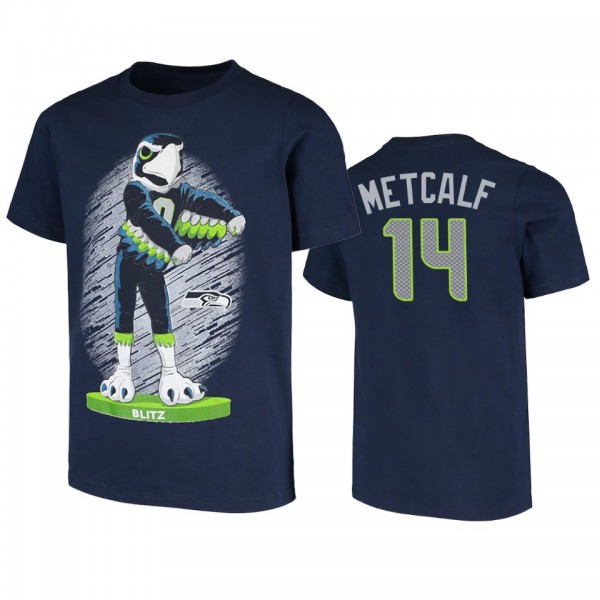 Seattle Seahawks D.K. Metcalf Navy Dancing Blitz Mascot T-Shirt