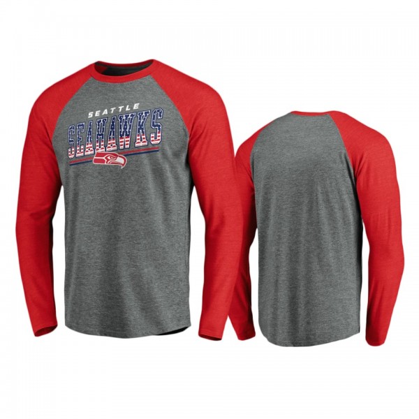 Seattle Seahawks Heathered Gray Team Freedom Tri-Blend Raglan Long Sleeve T-Shirt
