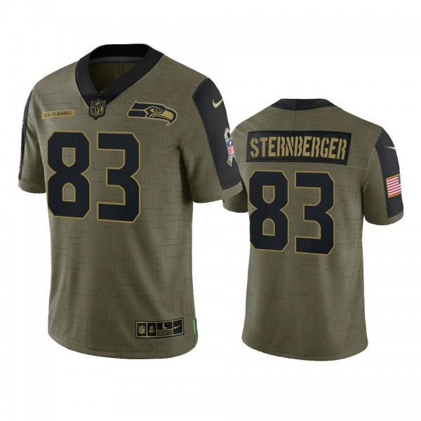 Seattle Seahawks Jace Sternberger Olive 2021 Salute To Service Limited Jersey