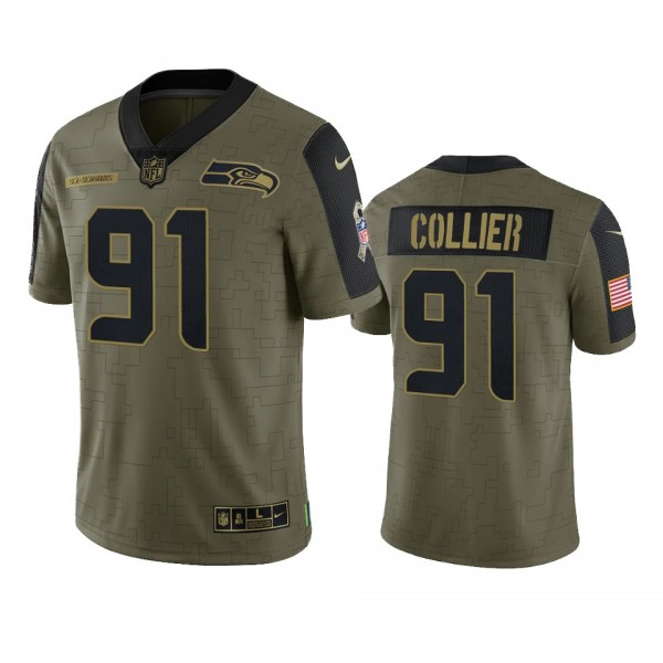 Seattle Seahawks L.J. Collier Olive 2021 Salute To...