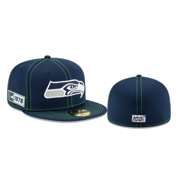 Seattle Seahawks Navy 2019 NFL Sideline Road 59FIFTY Fitted Hat