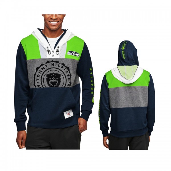 Seattle Seahawks Navy Charcoal Pinnacle Pullover H...