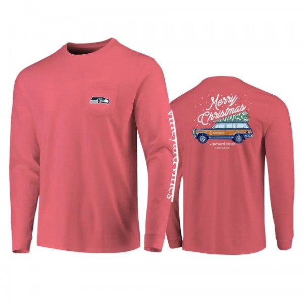 Seattle Seahawks Red Holiday Long Sleeve T-Shirt