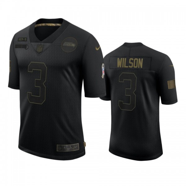 Seattle Seahawks Russell Wilson Black 2020 Salute to Service Limited Jersey