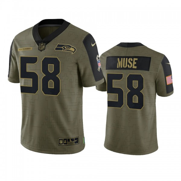 Seattle Seahawks Tanner Muse Olive 2021 Salute To ...