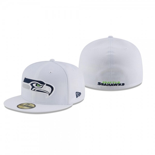 Seattle Seahawks White Omaha 59FIFTY Fitted Hat