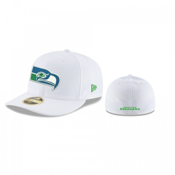 Seattle Seahawks White Omaha Historic Logo Low Profile 59FIFTY Fitted Hat