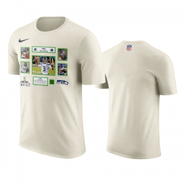 Men's Seattle Seahawks White Super Bowl Champions Ticket and Photo Collage T-Shirt