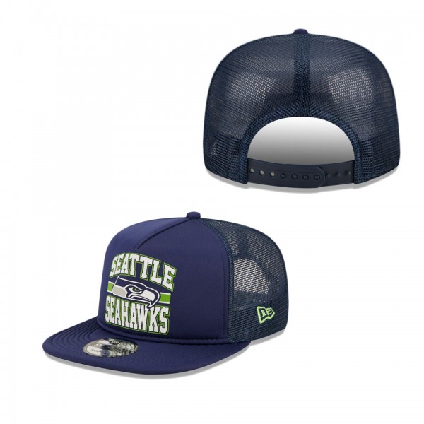 Seattle Seahawks College Navy A-Frame 9FIFTY Snapback Trucker Hat
