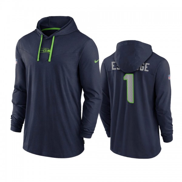 Men's Seattle Seahawks D'Wayne Eskridge Navy Hoodie Tri-Blend Sideline Performance T-Shirt