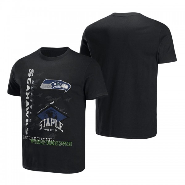 Men's Seattle Seahawks NFL x Staple Black World Renowned T-Shirt