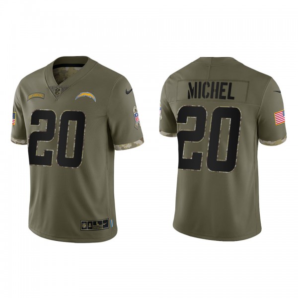 Sony Michel Los Angeles Chargers Olive 2022 Salute...