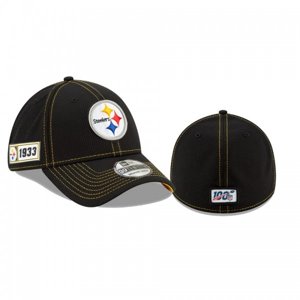 Pittsburgh Steelers Black 2019 NFL Sideline Road 39THIRTY Flex Hat