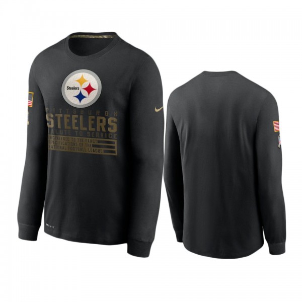 Pittsburgh Steelers Black 2020 Salute to Service Sideline Performance Long Sleeve T-Shirt