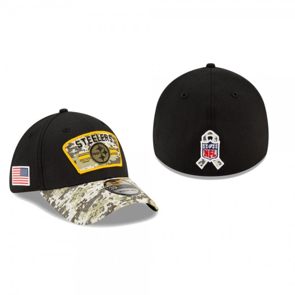 Pittsburgh Steelers Black Camo 2021 Salute To Service 39THIRTY Flex Hat