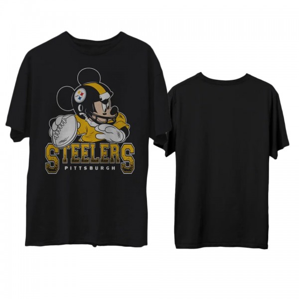Men's Steelers Junk Food Disney Mickey QB Black T-...