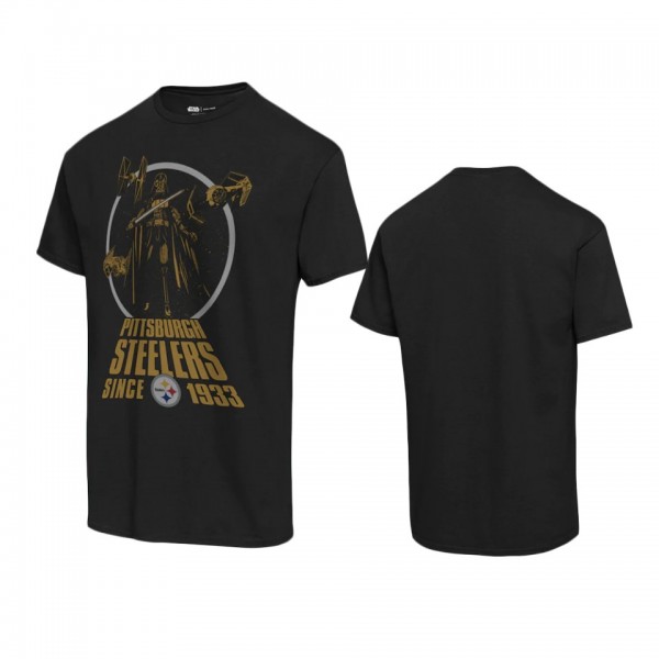 Pittsburgh Steelers Black Disney Star Wars Empire Title Crawl T-Shirt