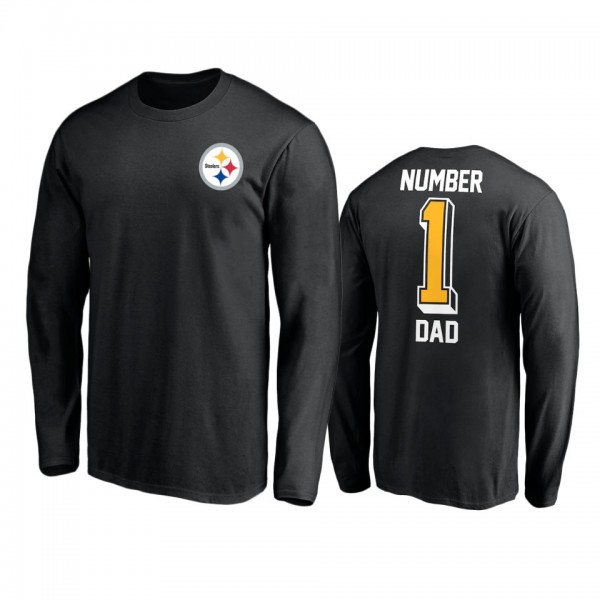 Pittsburgh Steelers Black Long Sleeve #1 Dad T-Shirt