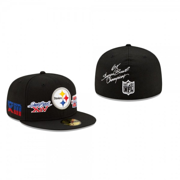 Pittsburgh Steelers Black World Champions 59FIFTY Fitted Hat