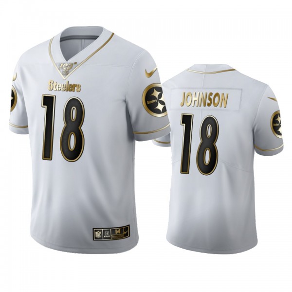 Diontae Johnson Steelers White 100th Season Golden Edition Jersey