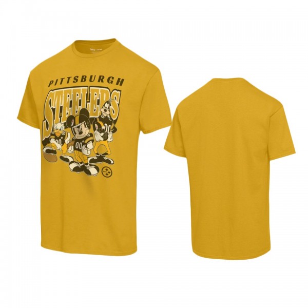Pittsburgh Steelers Gold Disney Mickey Huddle T-Sh...