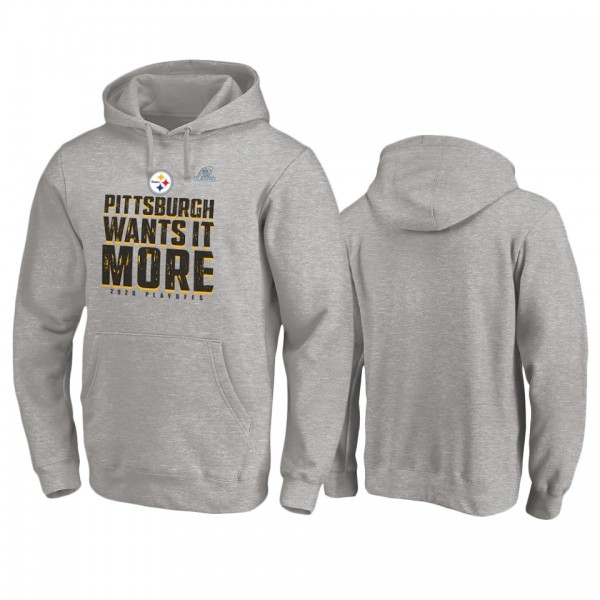 Pittsburgh Steelers Heather Gray 2020 NFL Playoffs Shift Pullover Hoodie
