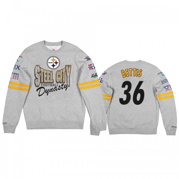Men's Pittsburgh Steelers Jerome Bettis Gray All Over Champs Premium Jumper Sweatshirt