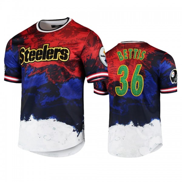 Pittsburgh Steelers Jerome Bettis Navy Red Americana Dip-Dye T-Shirt